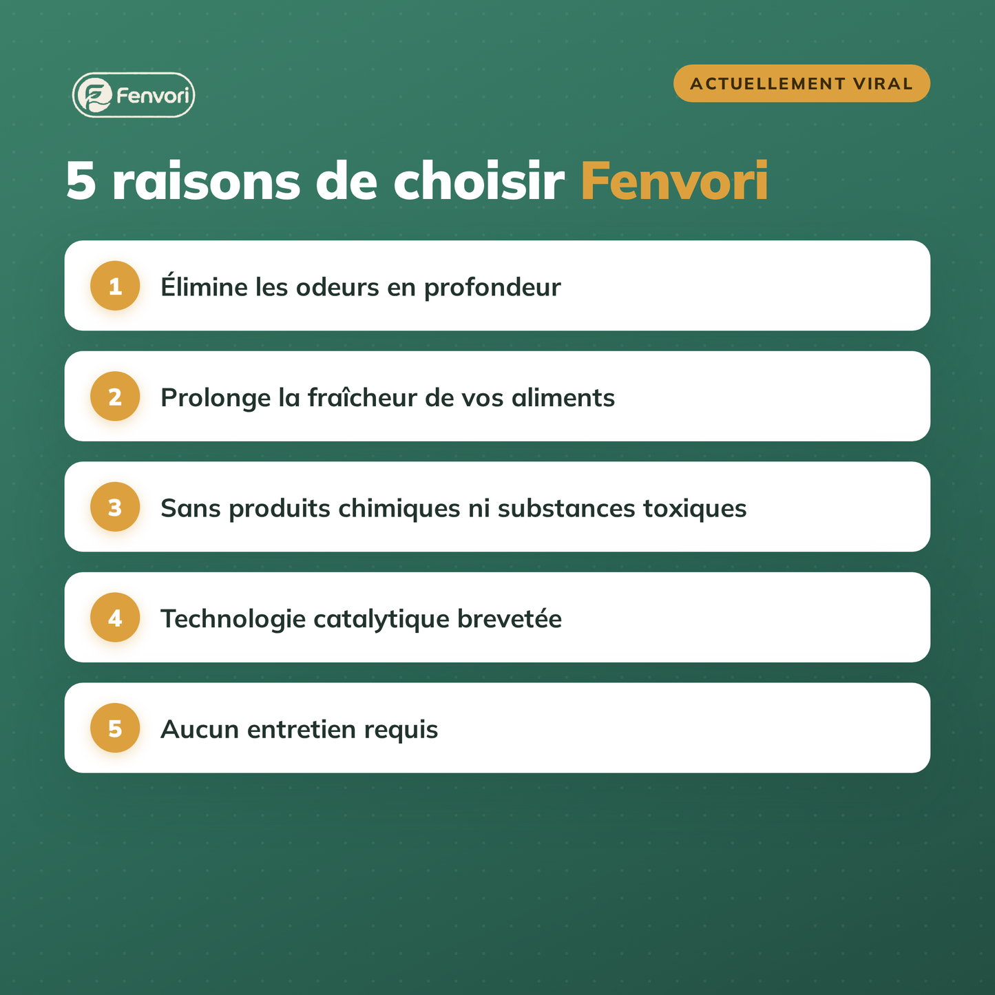 Fenvori — Purificateur d'air pour réfrigérateur